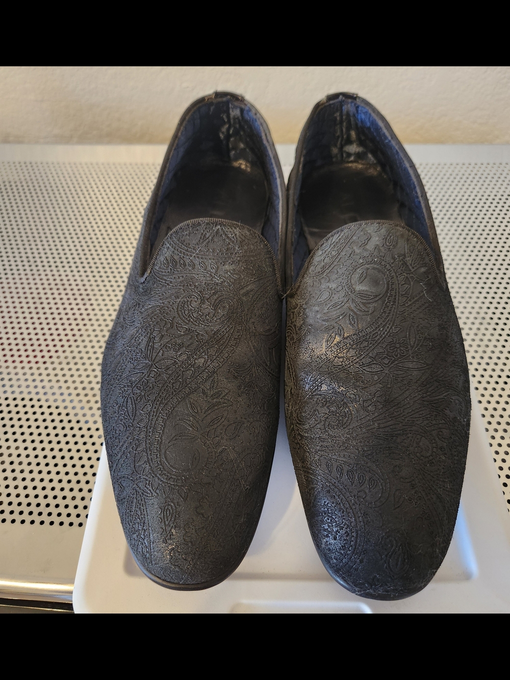 Aldo Black Paisley-Embossed Slip-On Loafers